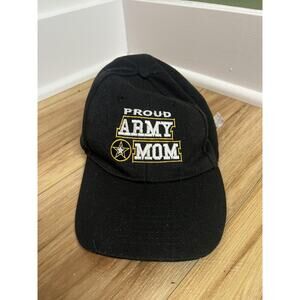 Proud Army Mom Hat Cap Strap Back Black Embroidered Military Support Womens Gift